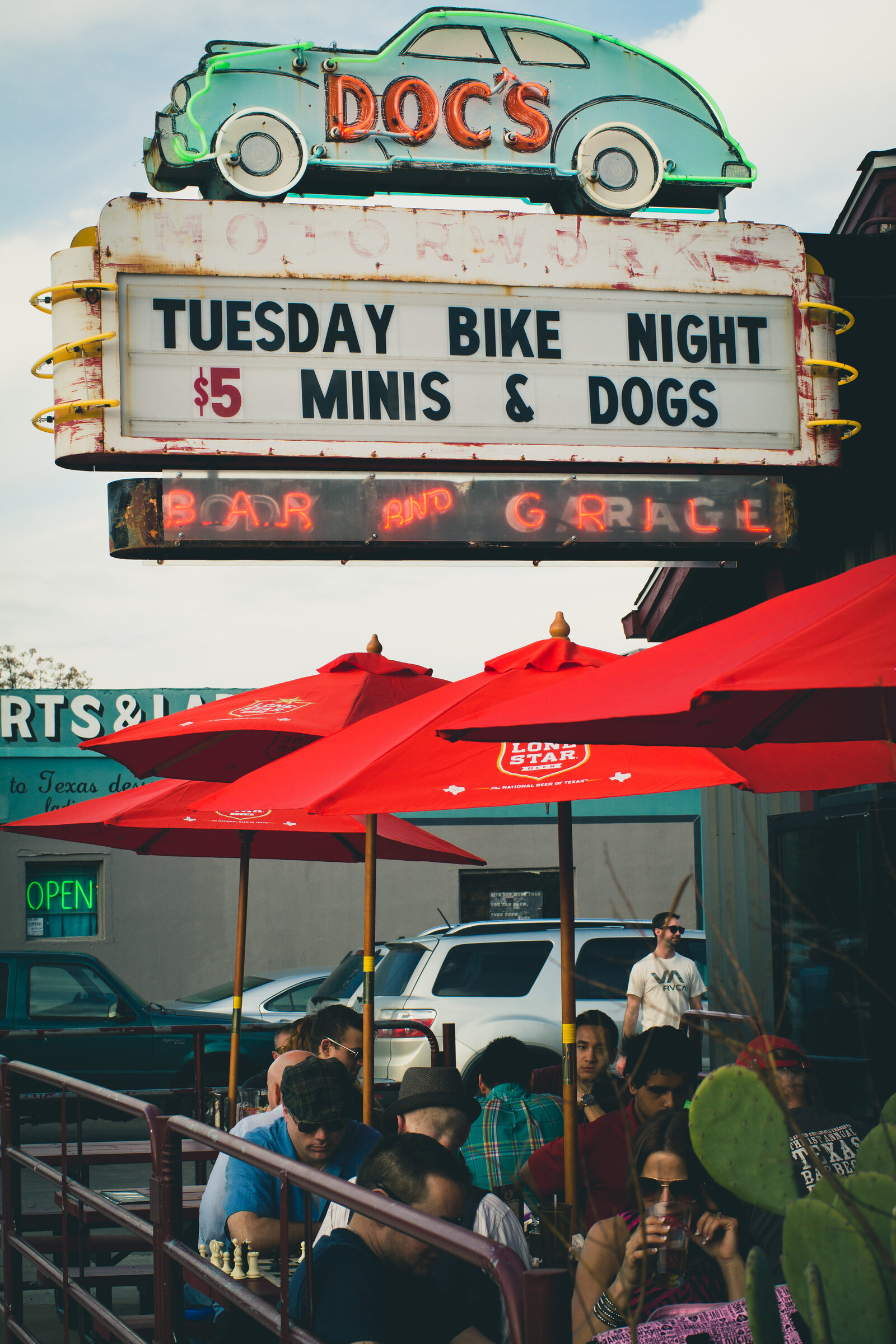 An outdoor patio on South Congress in Austin